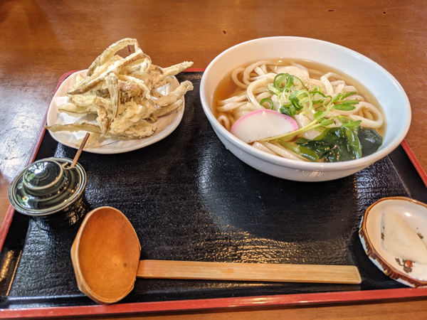 「自遊席」のごぼう天うどん – 藤沢市石川