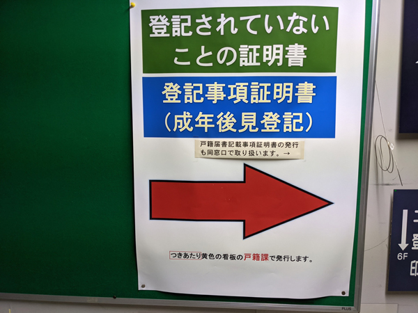 登記されていないことの証明書