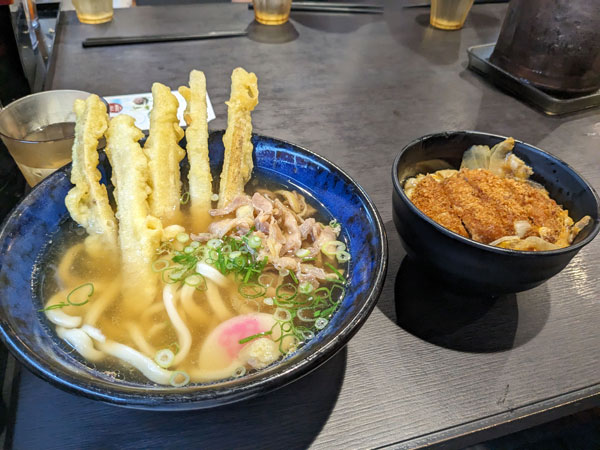 「資さんうどん都城川東店」の「かしわごぼ天うどん」