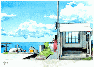 真名瀬バス停ほど贅沢なバス停はちょっとないかもしれない。