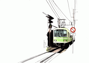 江ノ電は鎌倉駅を出発し古都を通り抜け、7分で「稲村ケ崎駅」に到着します。ここからはまさに、湘南のど真ん中を走ることになります。