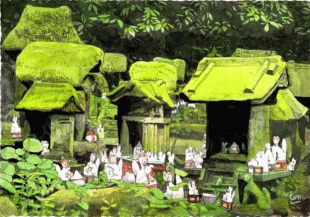 佐助稲荷神社は苔むした静寂の中にあり、たくさんのキツネたちに囲まれていました。
