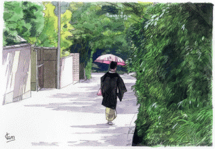 海蔵寺前で、和服姿の女性に出会いました