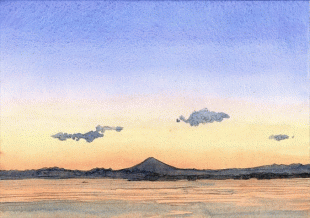 夕焼けの富士山が素晴らしい所といえば、森戸神社の裏の防波堤からの風景もそのひとつで、なるほど多くのカメラを持った人たちも見とれていました。