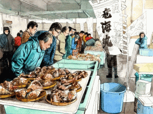 長井水産直売センターは、目の前の海でとれた活魚や鮮魚、貝類、荒崎わかめまで産直価格で販売しています。