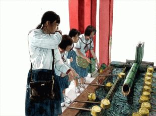 神社への参拝には作法がありますが、まず最初の作法は「手水(ちょうず)」で身を清めることが必要となります。