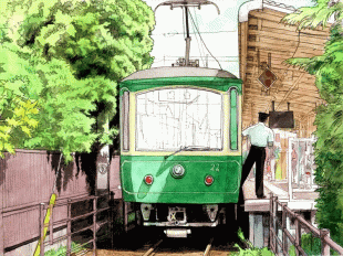 藤沢駅始発の江ノ電は極楽寺より鎌倉の街中を走りますが、家々の軒下をかすめるように、木々を揺らすように走り、終点鎌倉駅のひとつ手前の小さな駅「和田塚駅」に到着します。