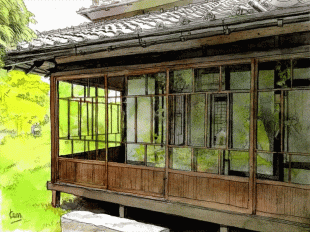 緑に包まれた二階堂の小道の先に、大正時代に建てられた古民家があります。