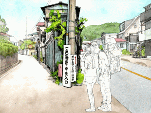 若い2人が葉山観光の行先について検討中のようです。