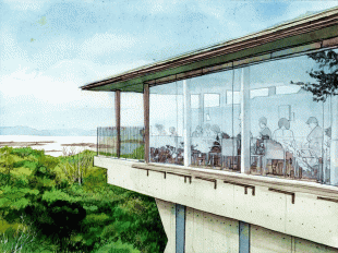 一色海岸を望む「レストラン　オランジュ・ブルー」は、神奈川県立近代美術館・葉山　に併設された話題のフレンチレストランです。