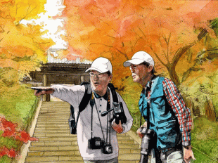この町の中・高齢者は積極的に趣味に打ち込んでおり、その中でもカメラ愛好家が増加中です。